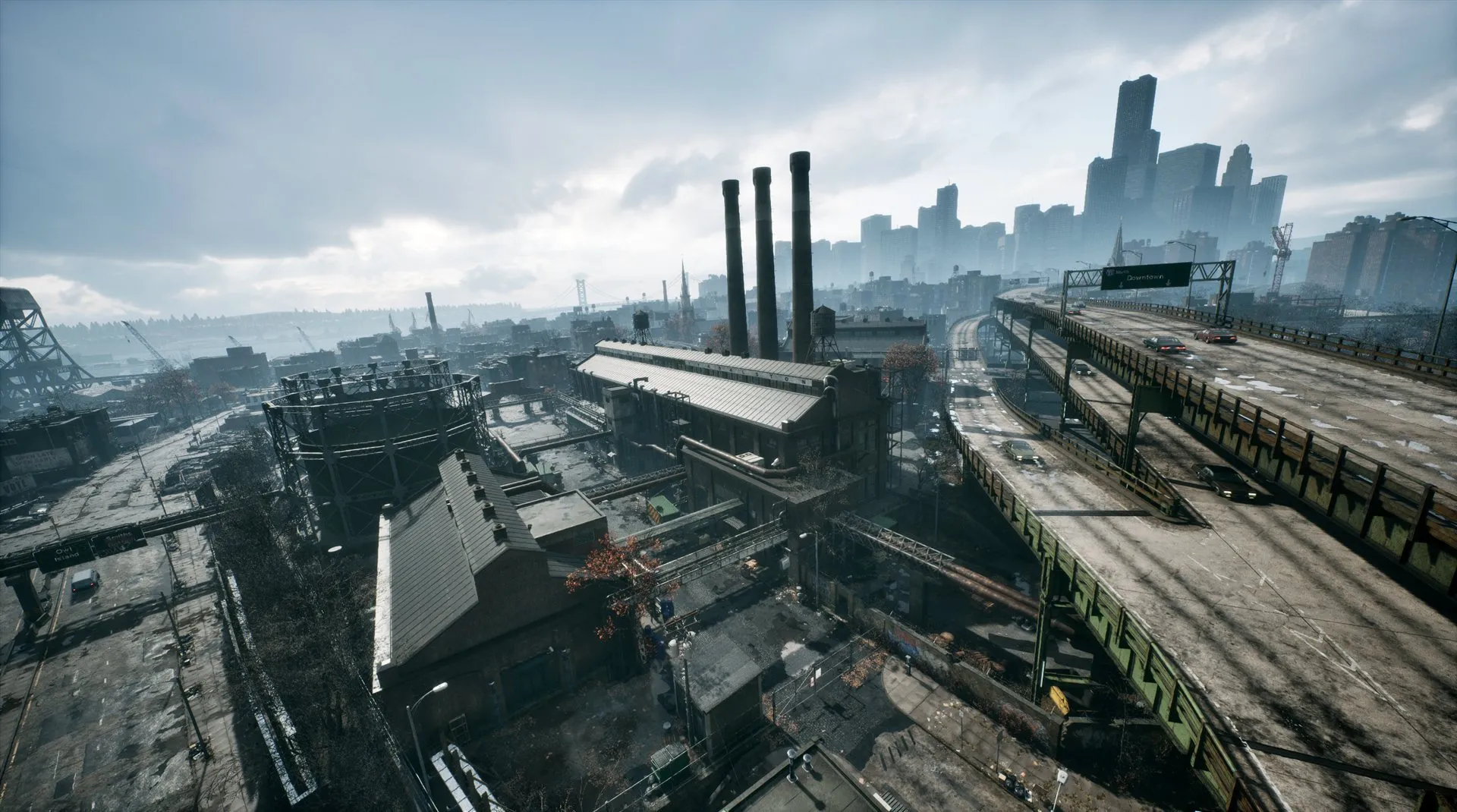 Dense static set dressing like this industrial district is what cell streaming strips of actors at cook time.
